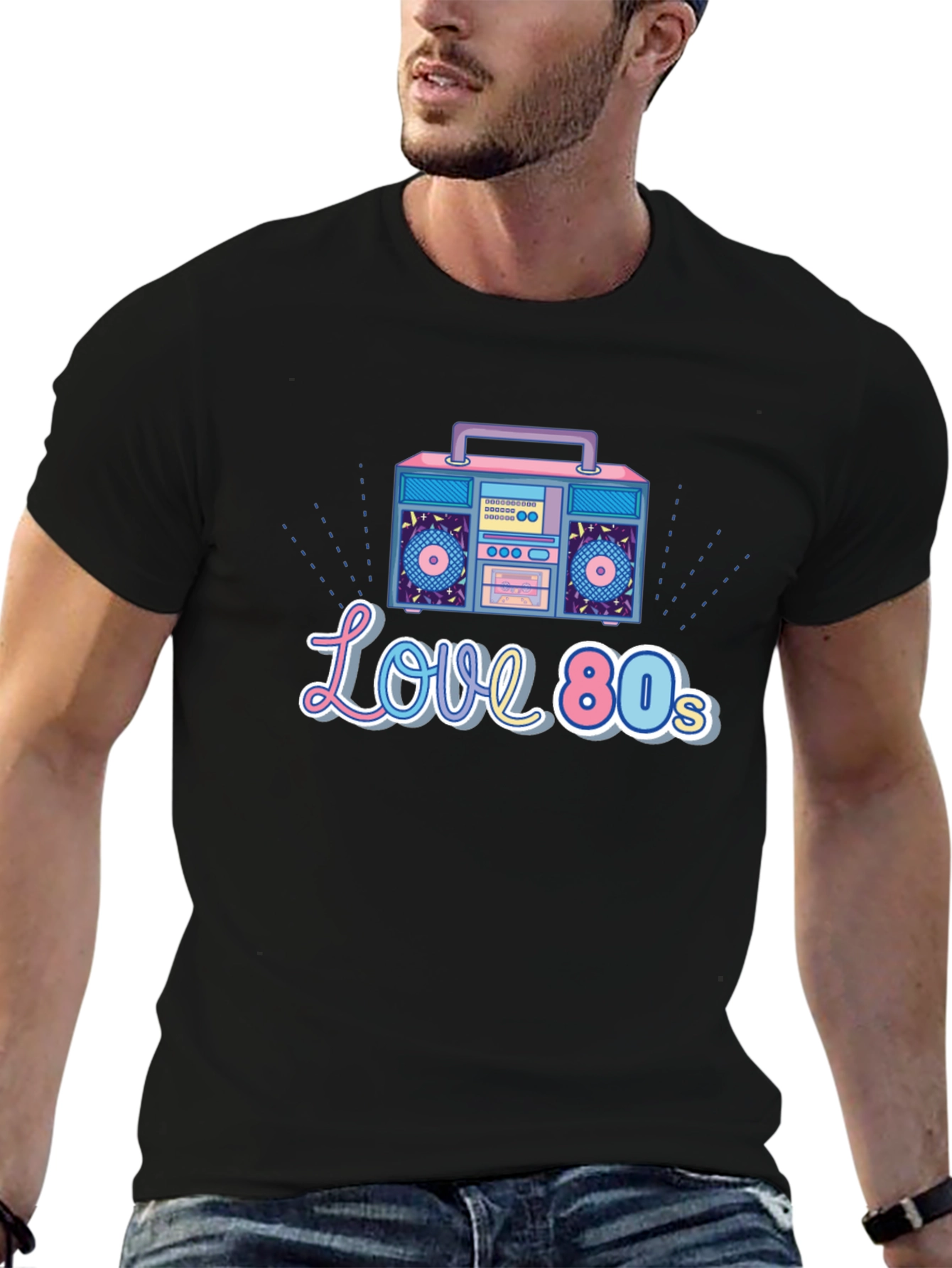 Love the 80s Retro Boombox Graphic T-Shirt