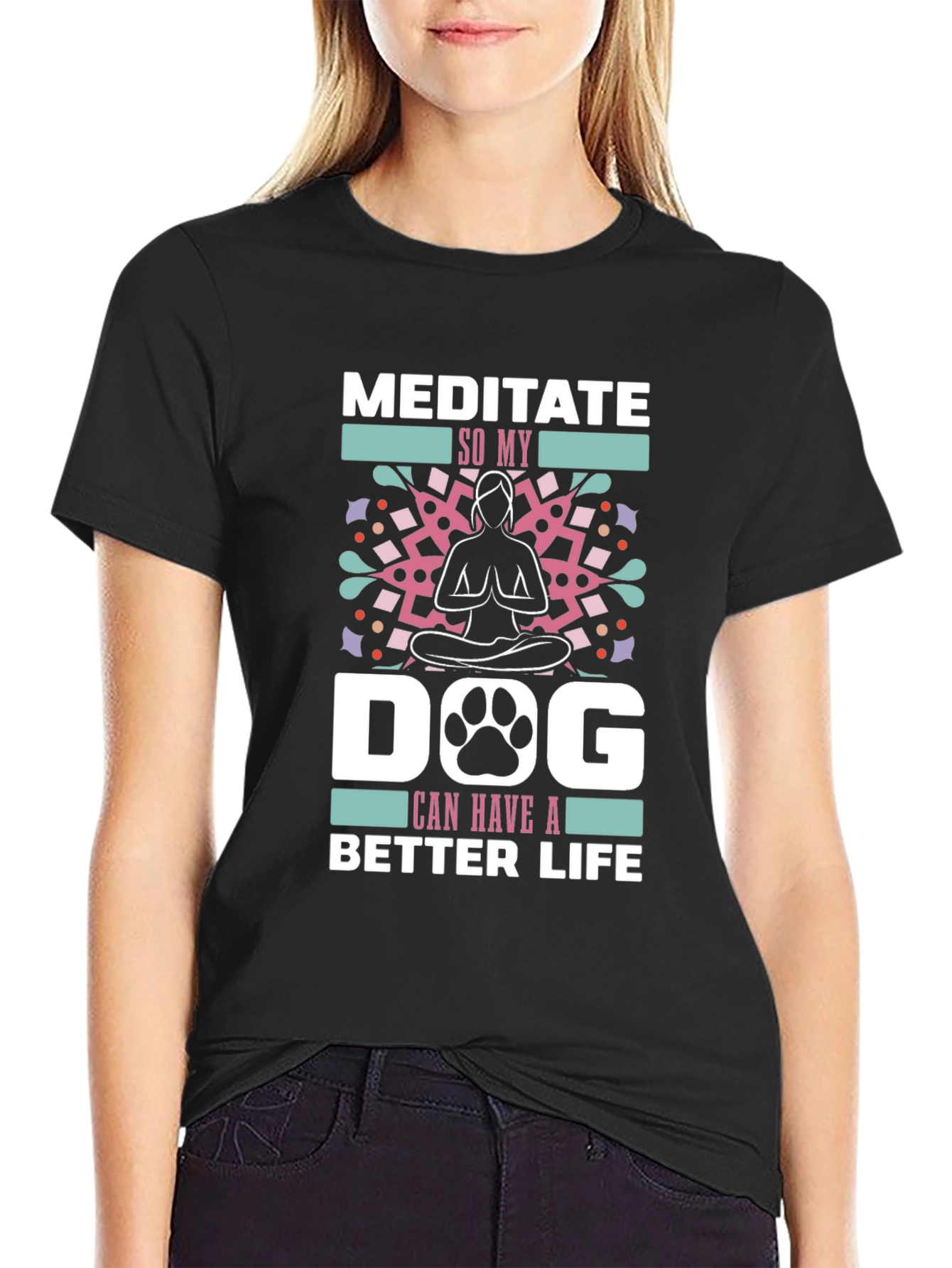 Meditate Dog Life Tee - Yoga Pets Funny