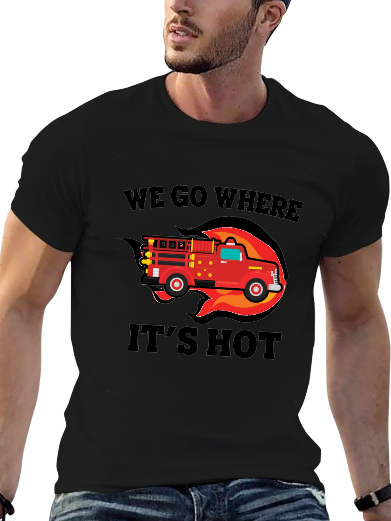 Firefighter Theme Black T-Shirt