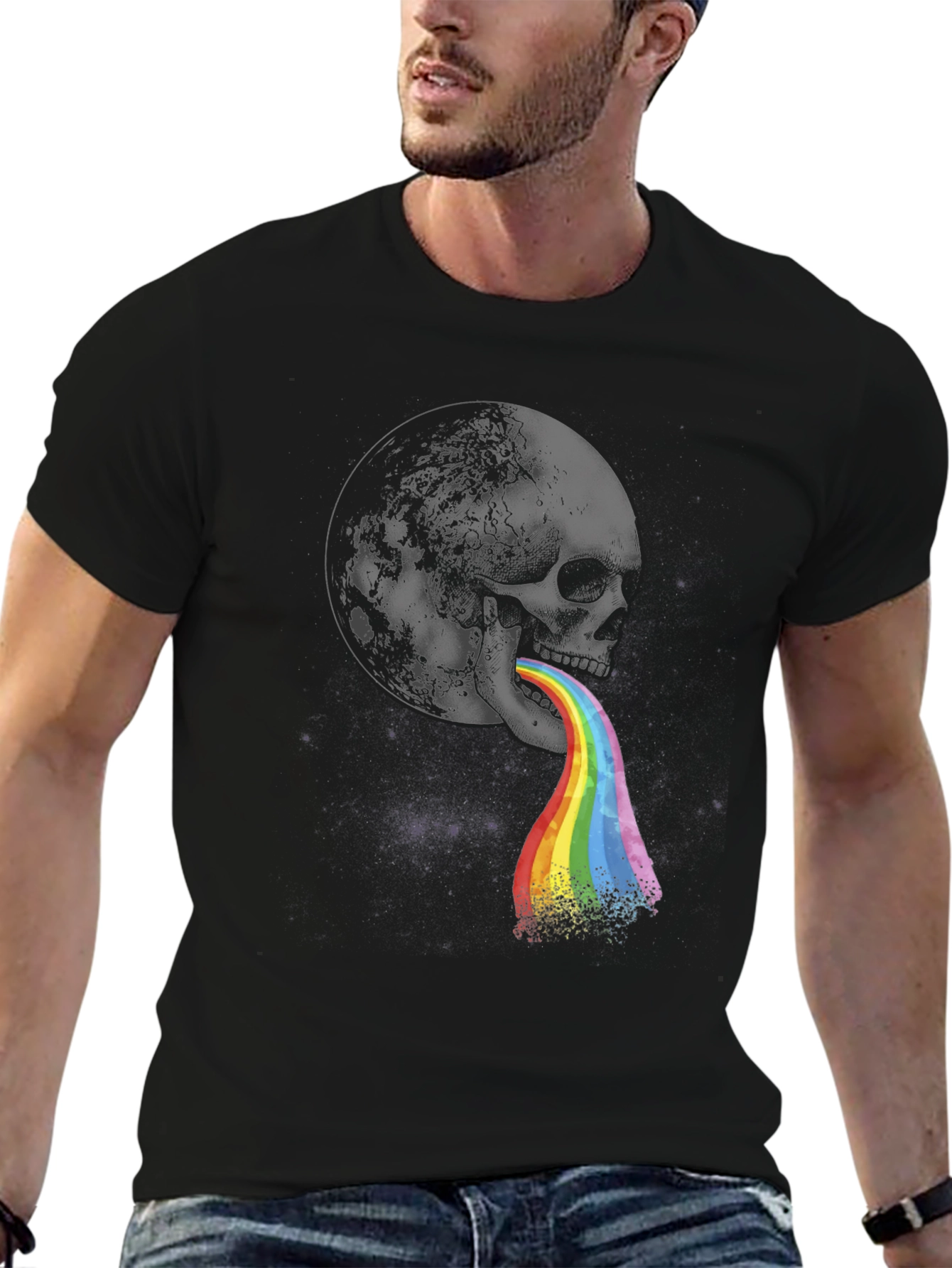 Skull Rainbow Vomit Graphic Tee