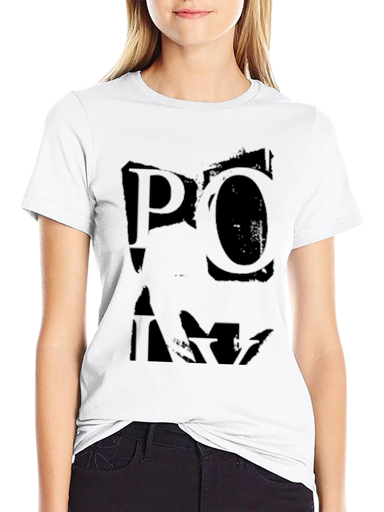 Black T-Shirt with Distressed Graphic Print