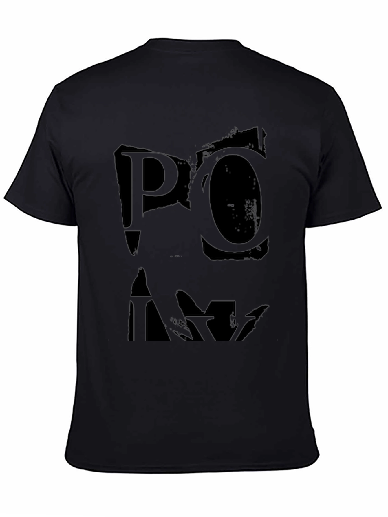 Black T-Shirt with Distressed Graphic Print
