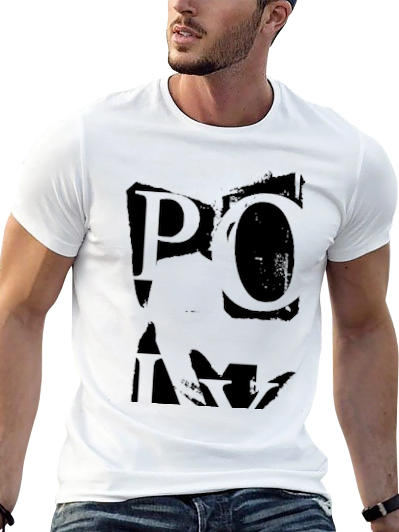 Black T-Shirt with Distressed Graphic Print