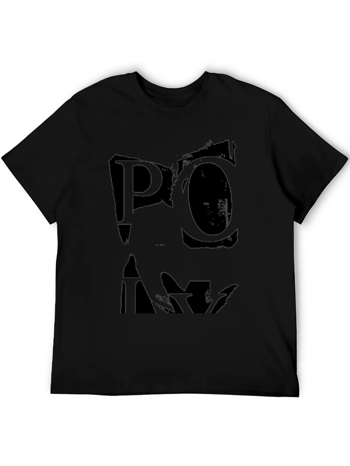 Black T-Shirt with Distressed Graphic Print