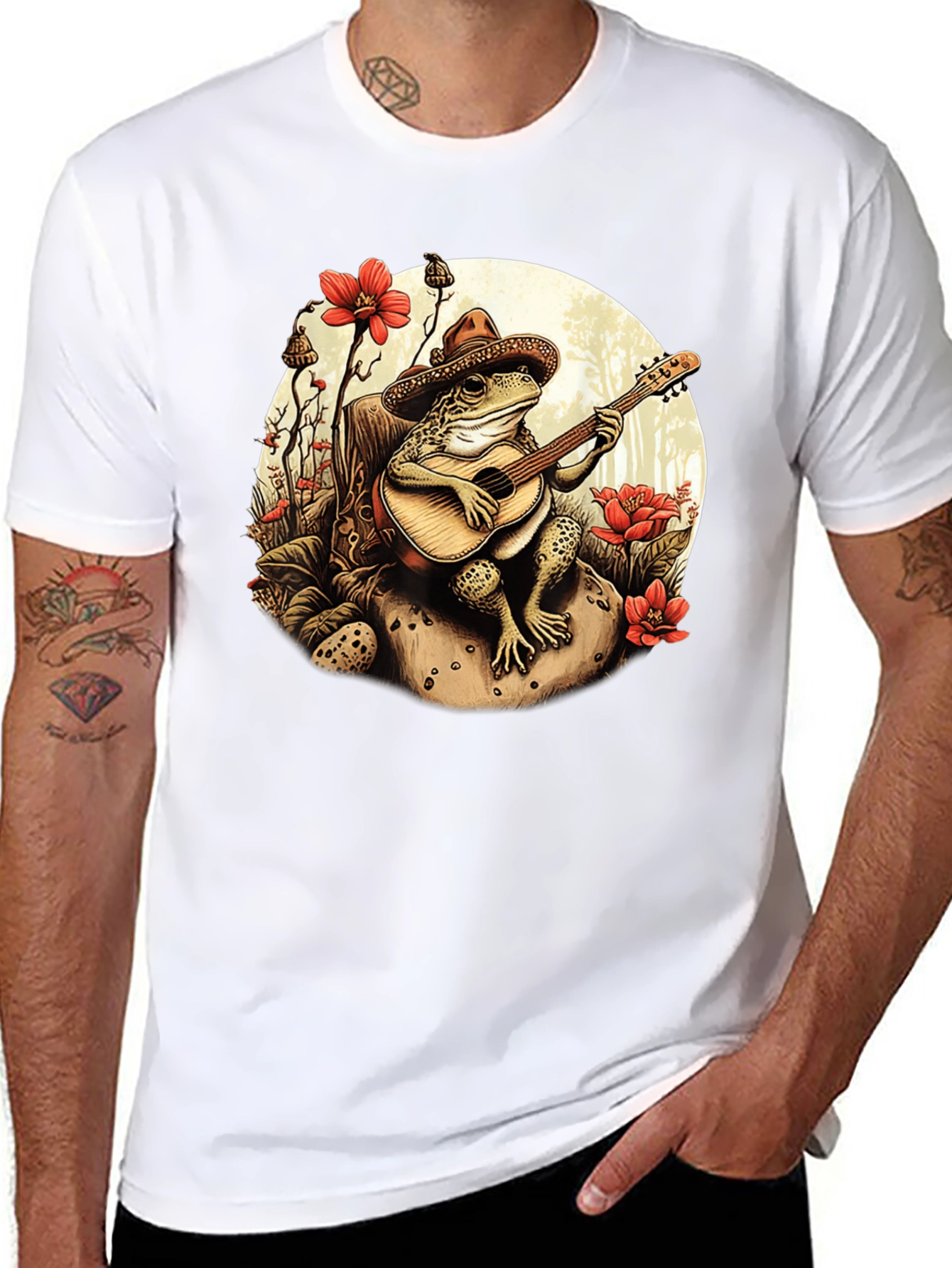 Frog Guitarist T-Shirt - Musical Amphibian Design