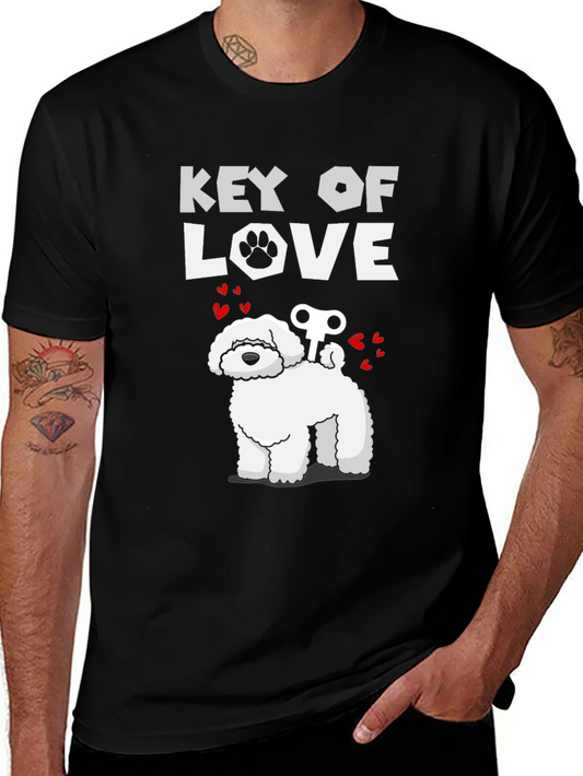 Key of Love Dog Graphic Tee - Novelty Dog Lover Shirt