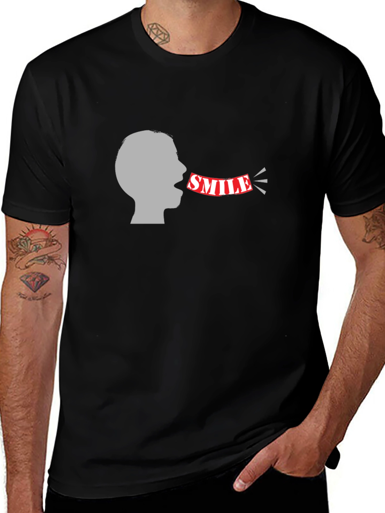 Smile Graphic Black Tee - Mens Fashion