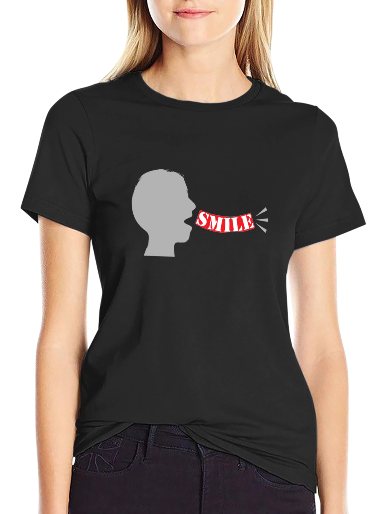 Smile Graphic Black Tee - Mens Fashion