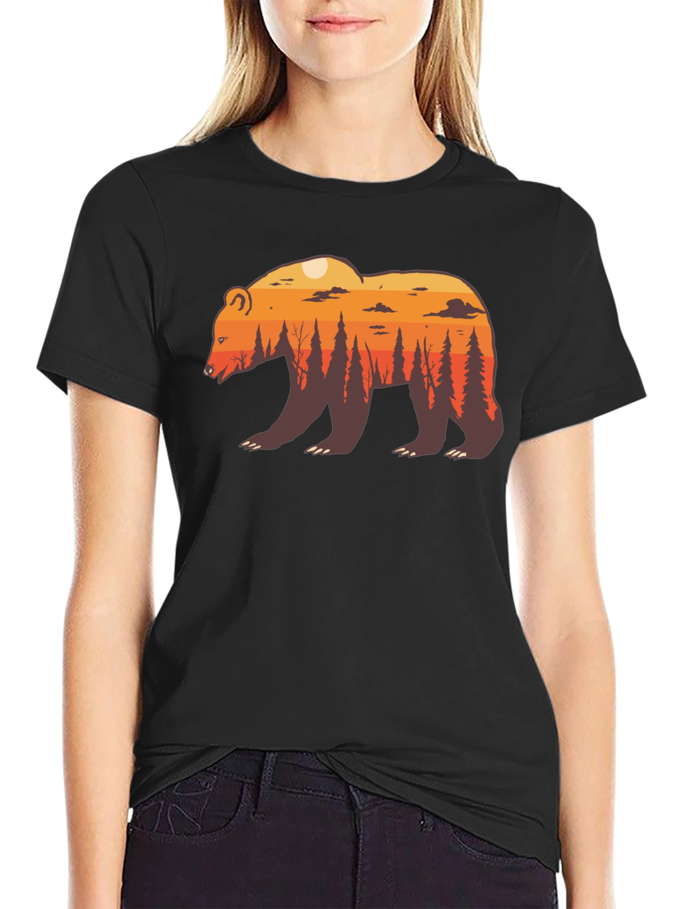 Nature Bear Graphic Tee - Stylish Crew Neck T-Shirt