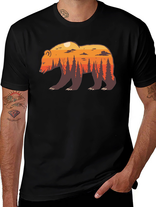 Nature Bear Graphic Tee - Stylish Crew Neck T-Shirt