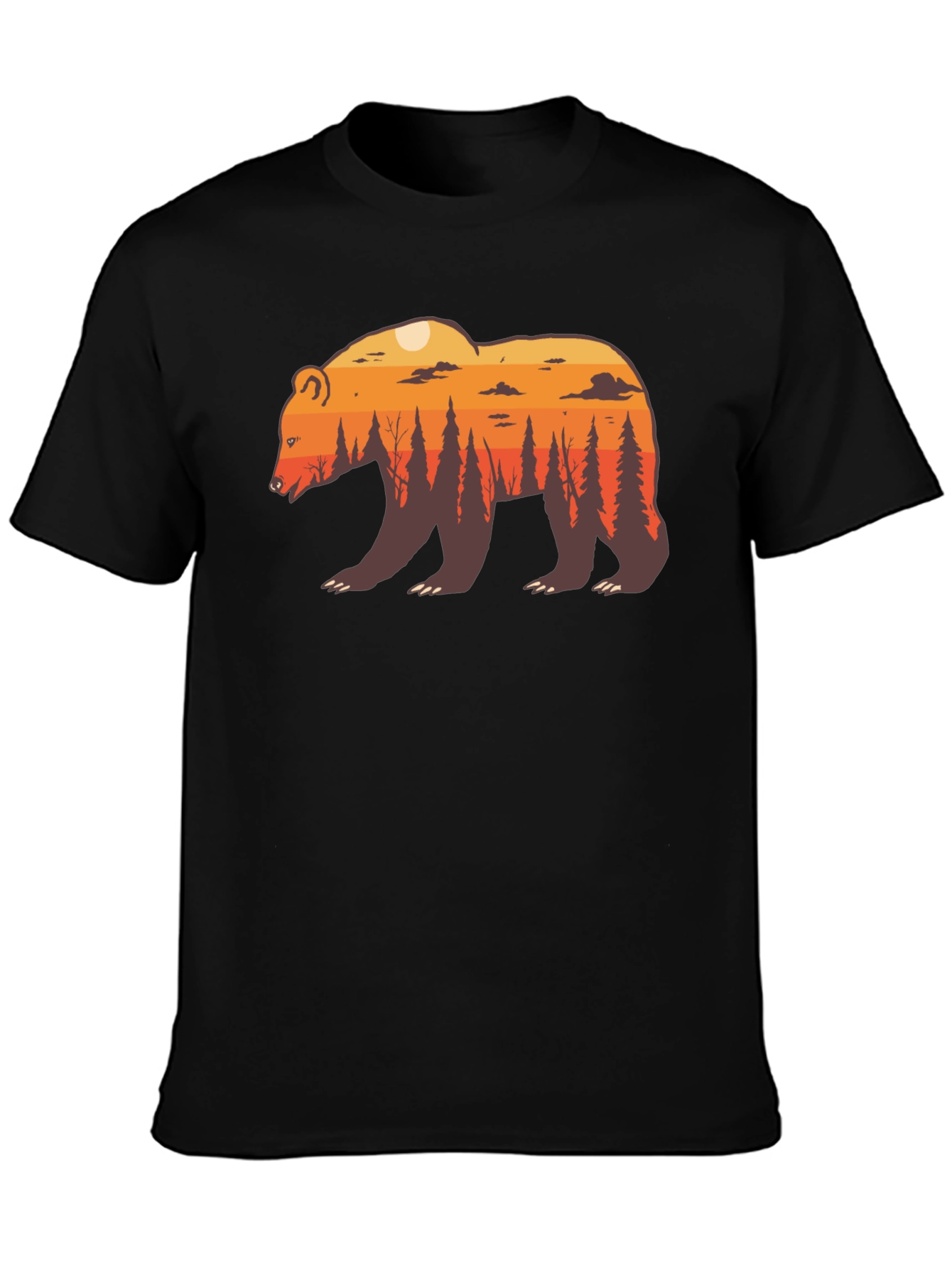 Nature Bear Graphic Tee - Stylish Crew Neck T-Shirt