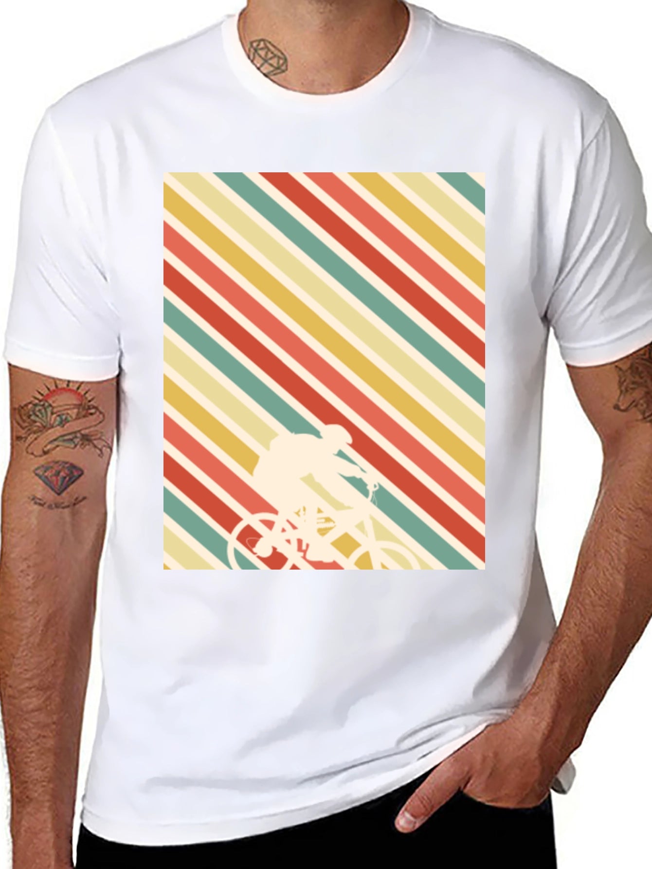 Retro Stripes Cyclist T-Shirt