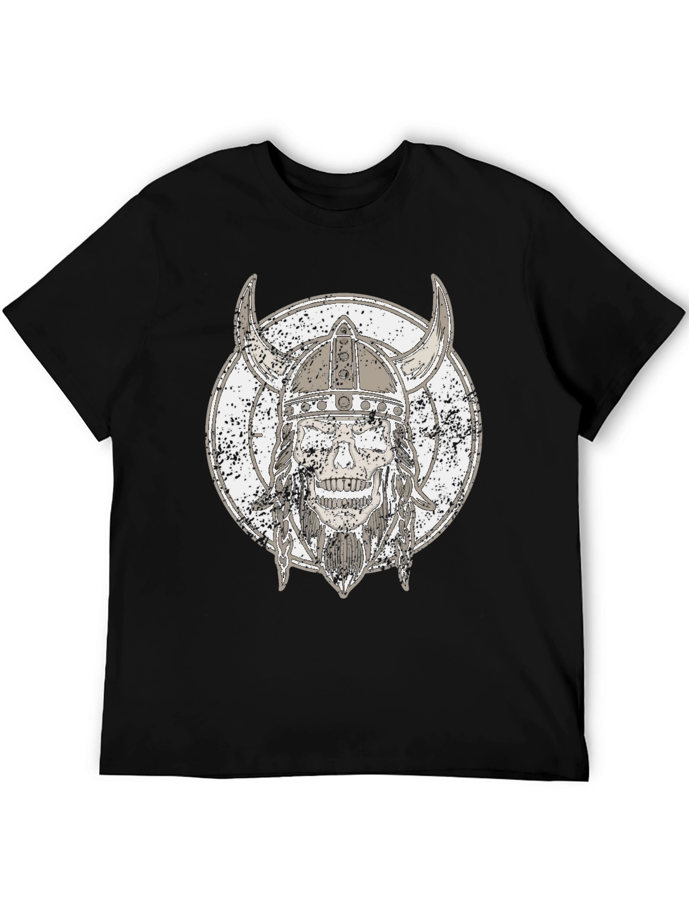 Viking Skull Graphic Tee - Black