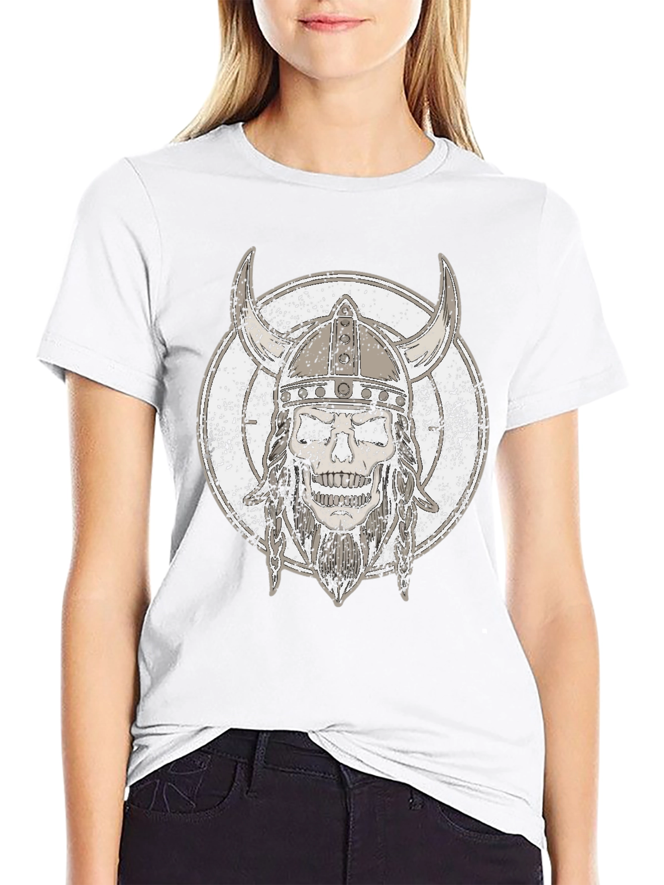 Viking Skull Graphic Tee - Black
