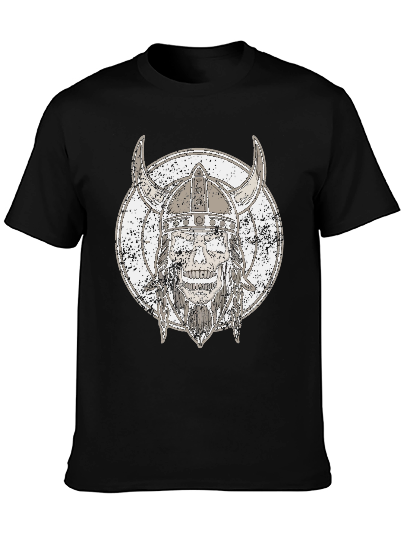 Viking Skull Graphic Tee - Black