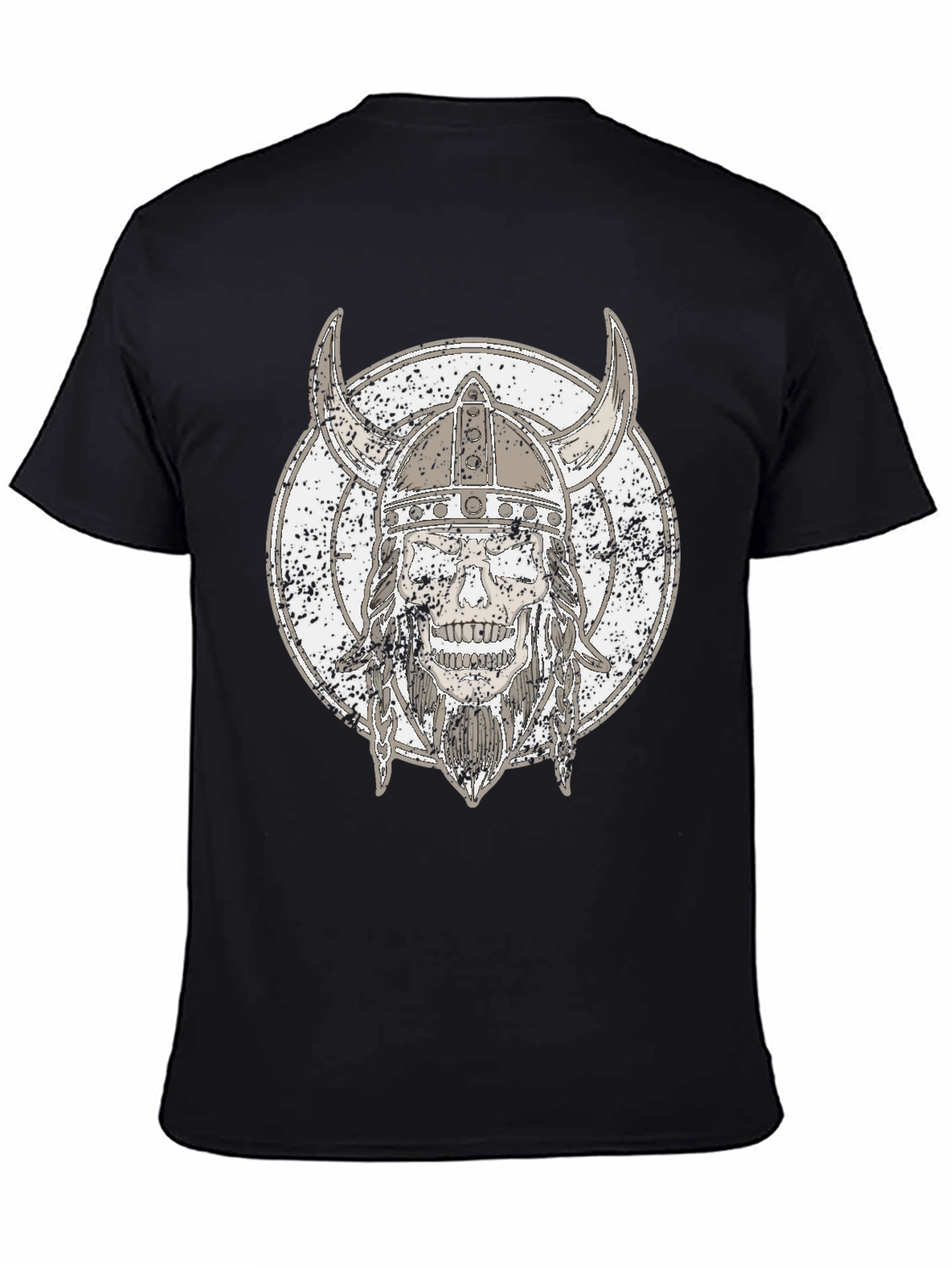 Viking Skull Graphic Tee - Black