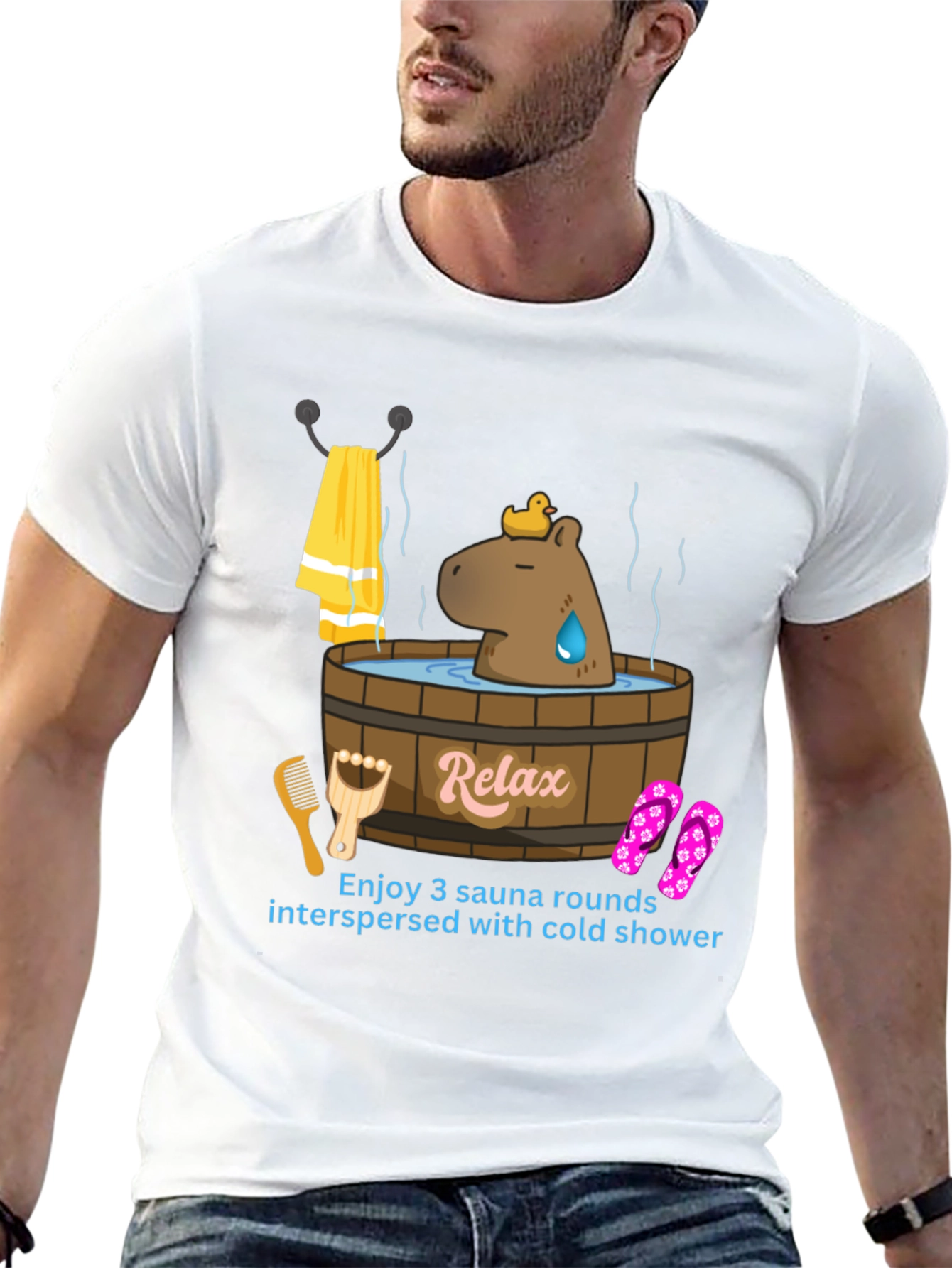 Relaxing Sauna Time T-Shirt - Capybara in Tub!