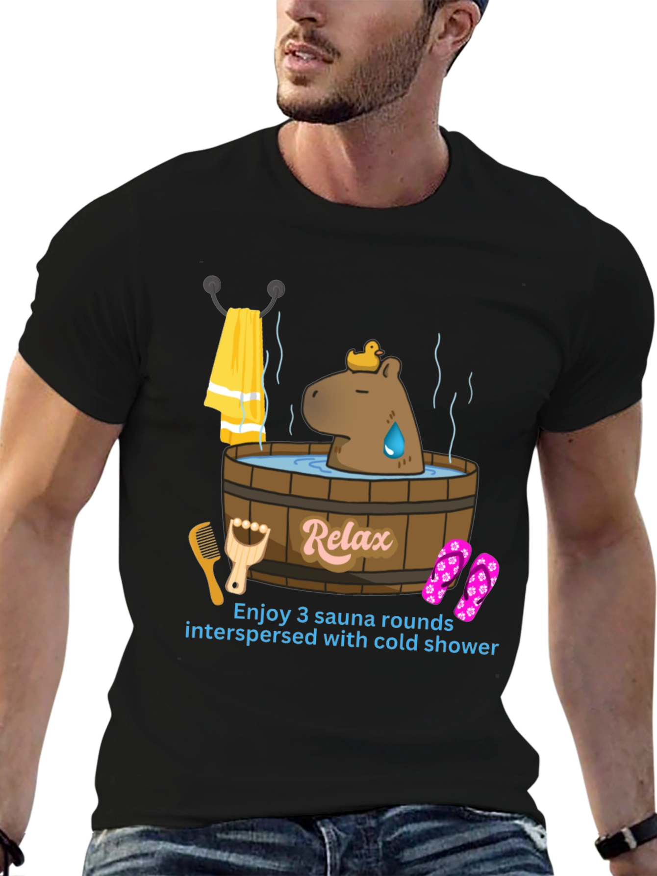 Relaxing Sauna Time T-Shirt - Capybara in Tub!