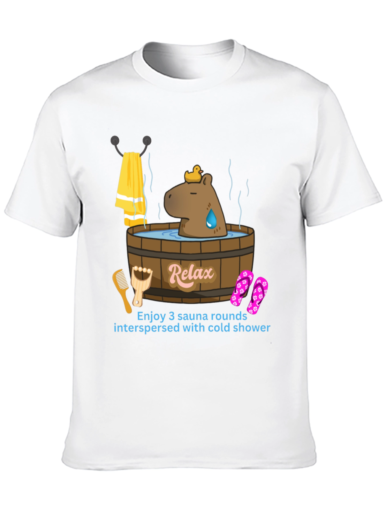 Relaxing Sauna Time T-Shirt - Capybara in Tub!