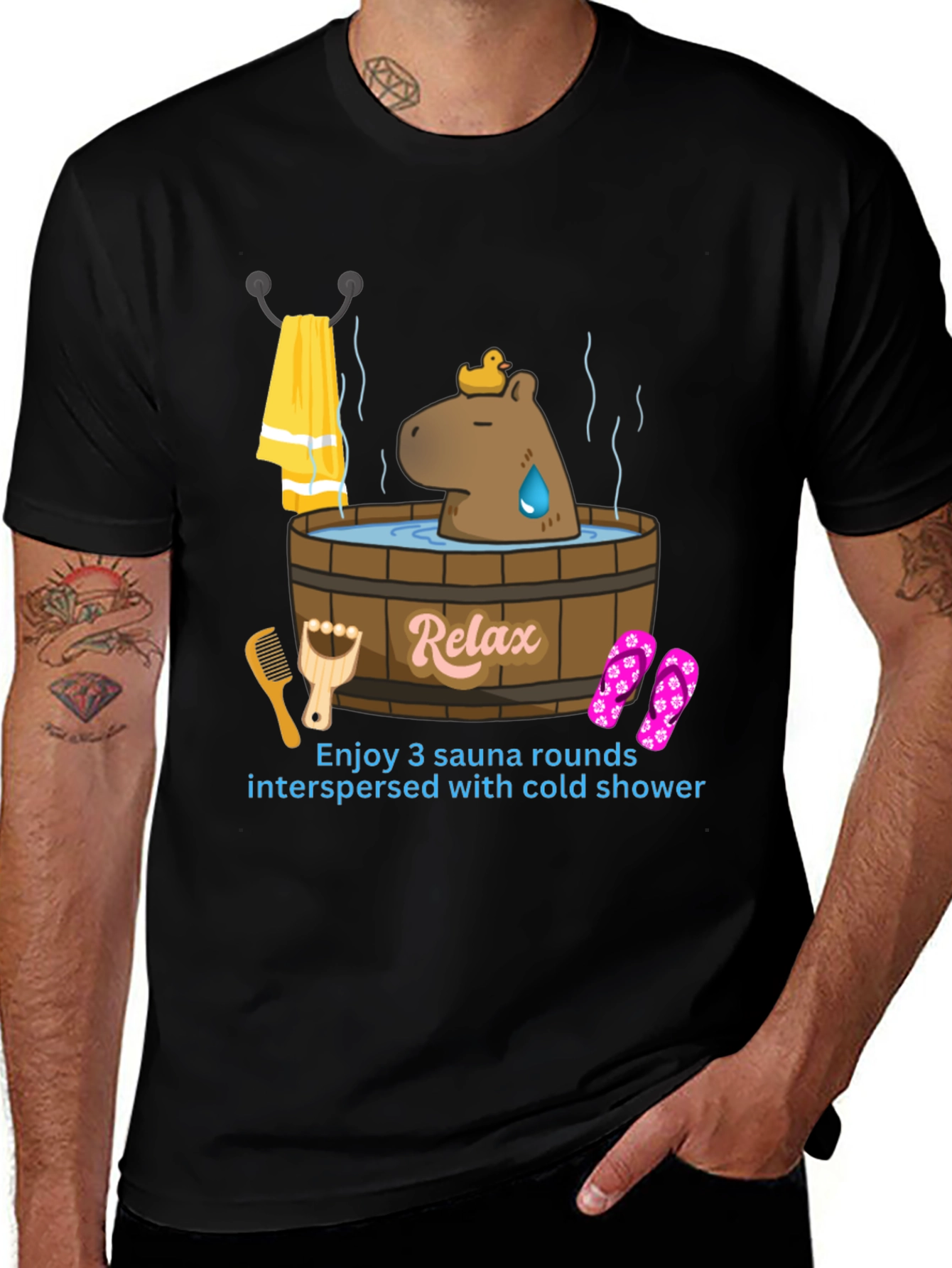 Relaxing Sauna Time T-Shirt - Capybara in Tub!