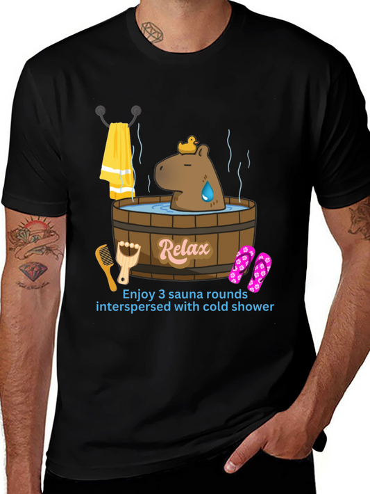 Relaxing Sauna Time T-Shirt - Capybara in Tub!