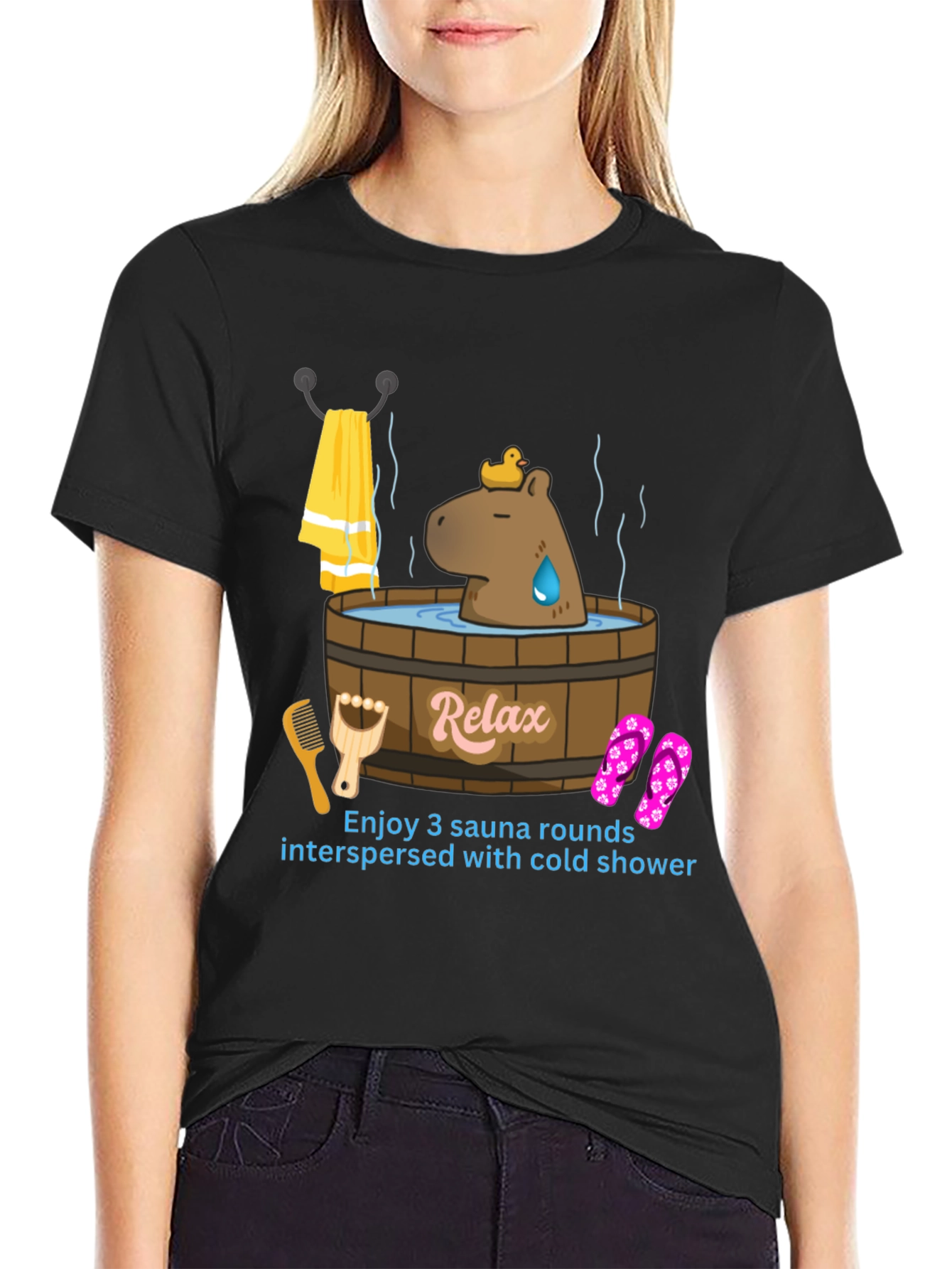 Relaxing Sauna Time T-Shirt - Capybara in Tub!