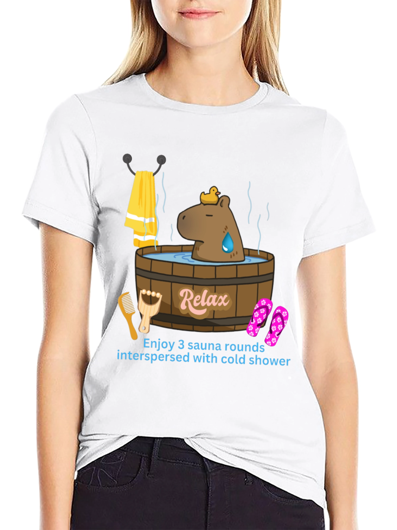 Relaxing Sauna Time T-Shirt - Capybara in Tub!