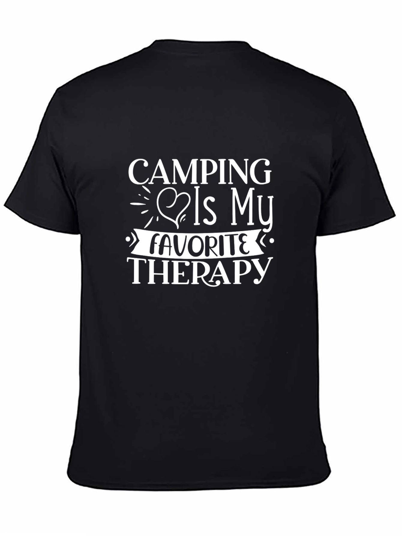 Camping Is My Therapy Black T-Shirt