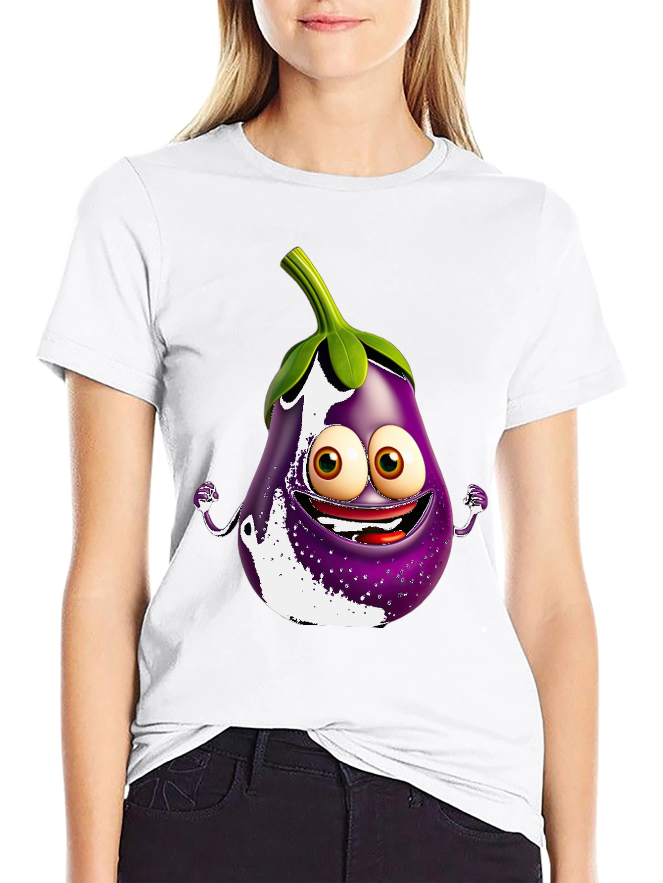 Eggplant Cartoon T-Shirt - Fun & Unique Design