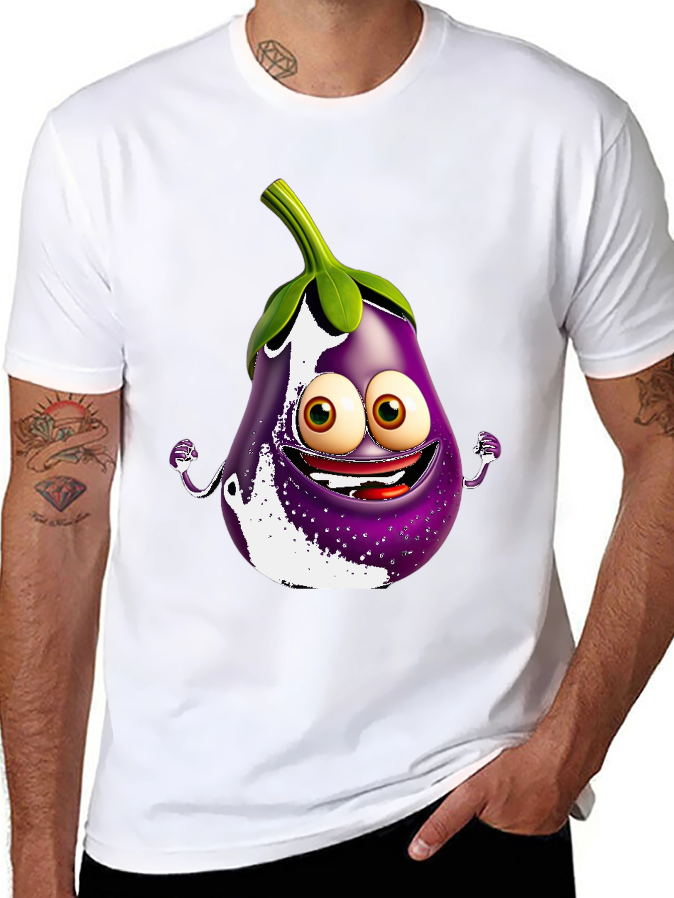 Eggplant Cartoon T-Shirt - Fun & Unique Design