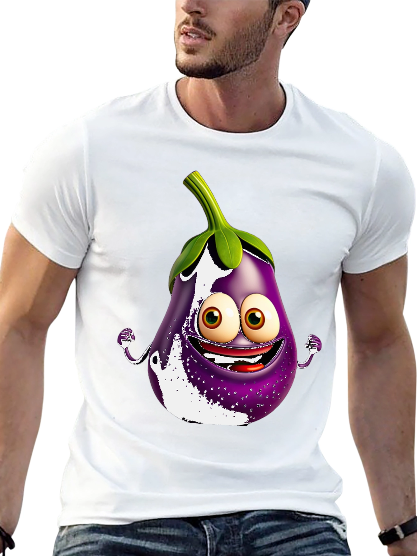 Eggplant Cartoon T-Shirt - Fun & Unique Design