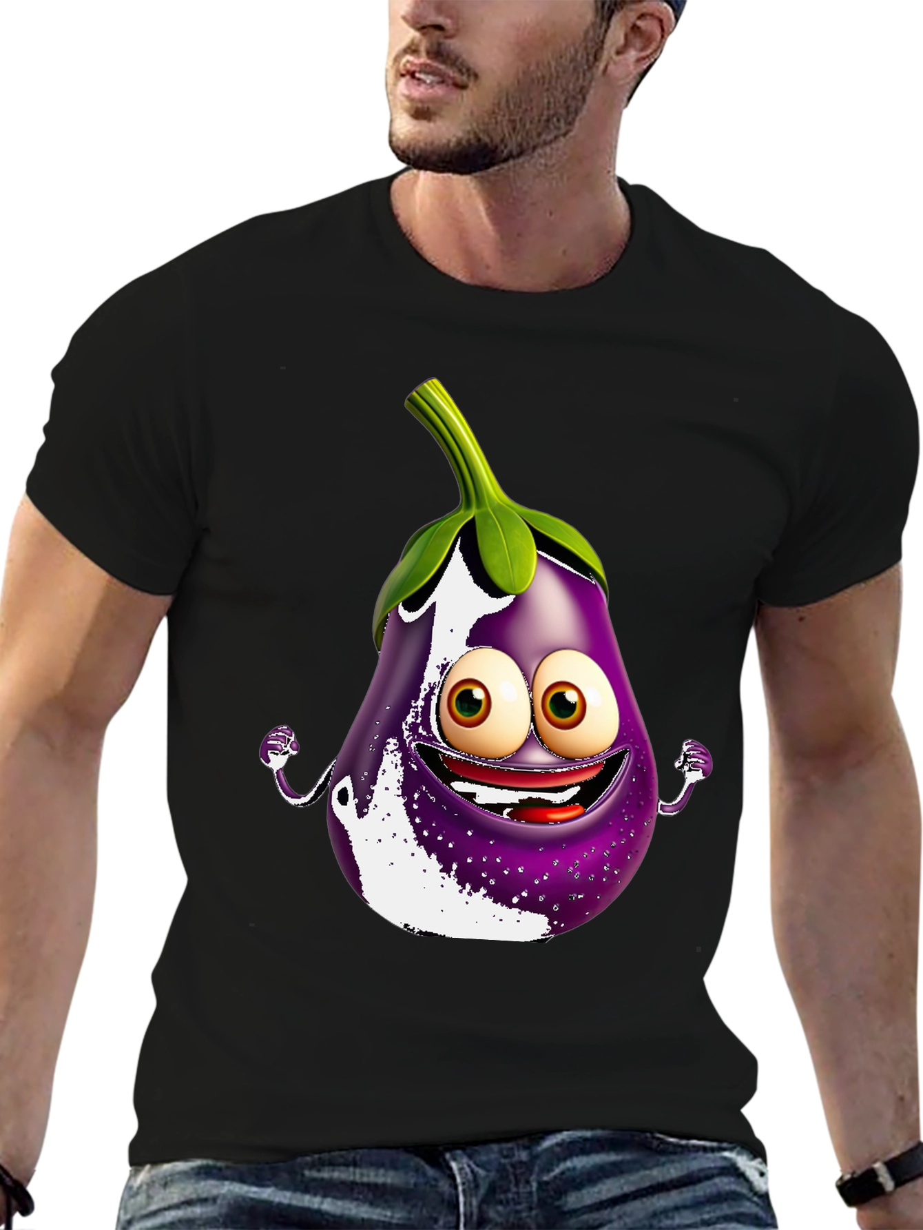 Eggplant Cartoon T-Shirt - Fun & Unique Design