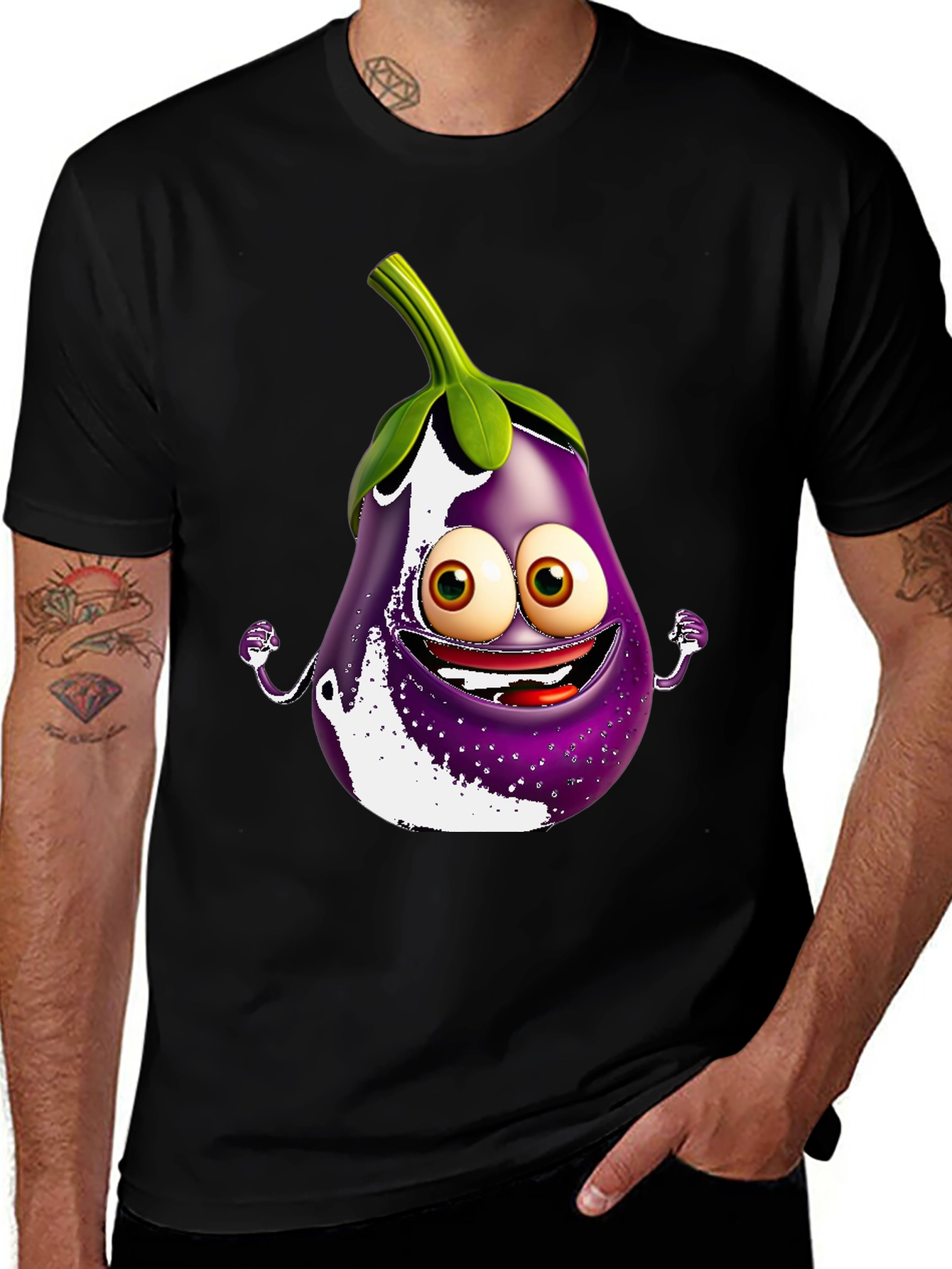 Eggplant Cartoon T-Shirt - Fun & Unique Design