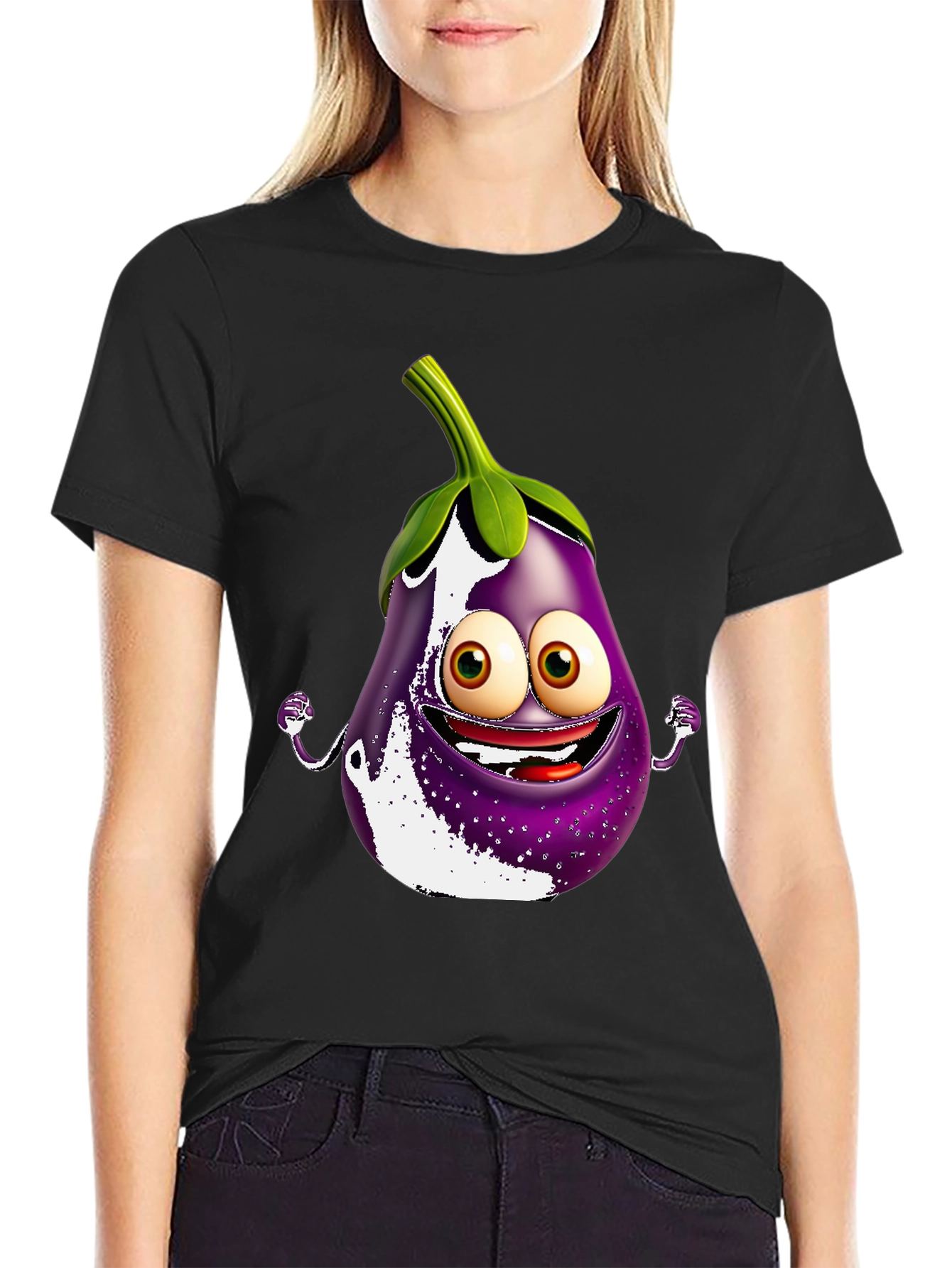 Eggplant Cartoon T-Shirt - Fun & Unique Design
