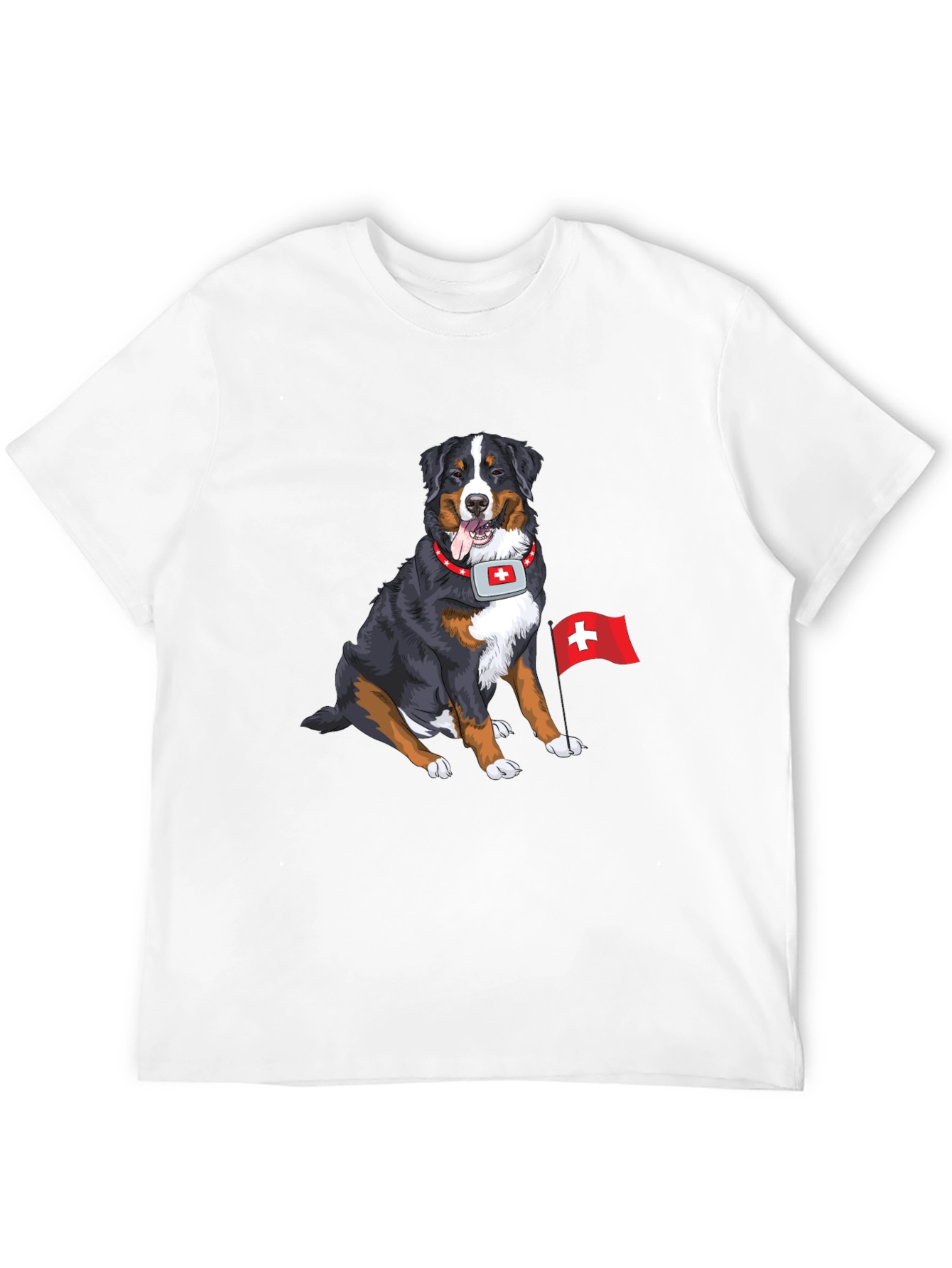 Bernese Mountain Dog Swiss Flag Graphic T-Shirt