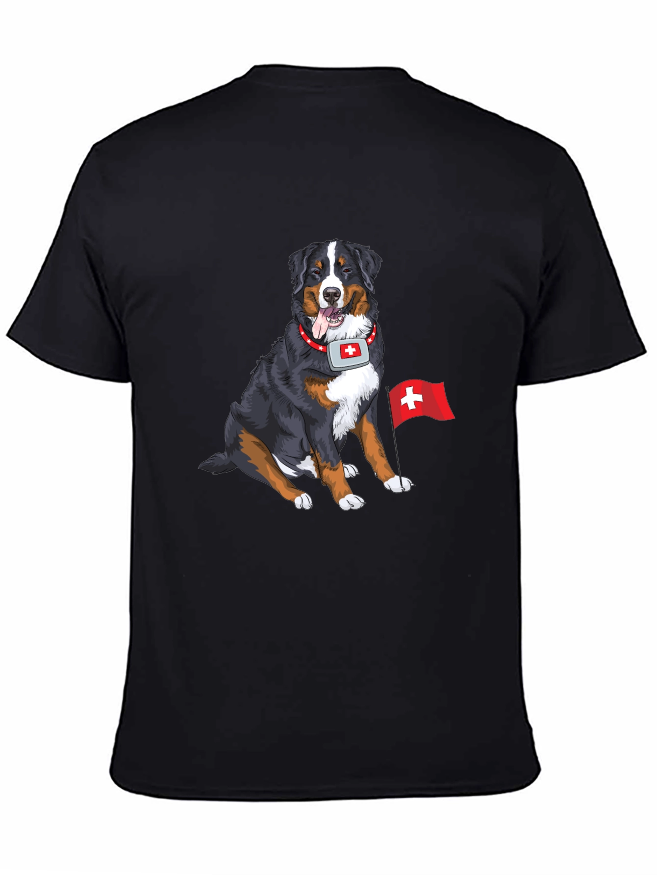 Bernese Mountain Dog Swiss Flag Graphic T-Shirt
