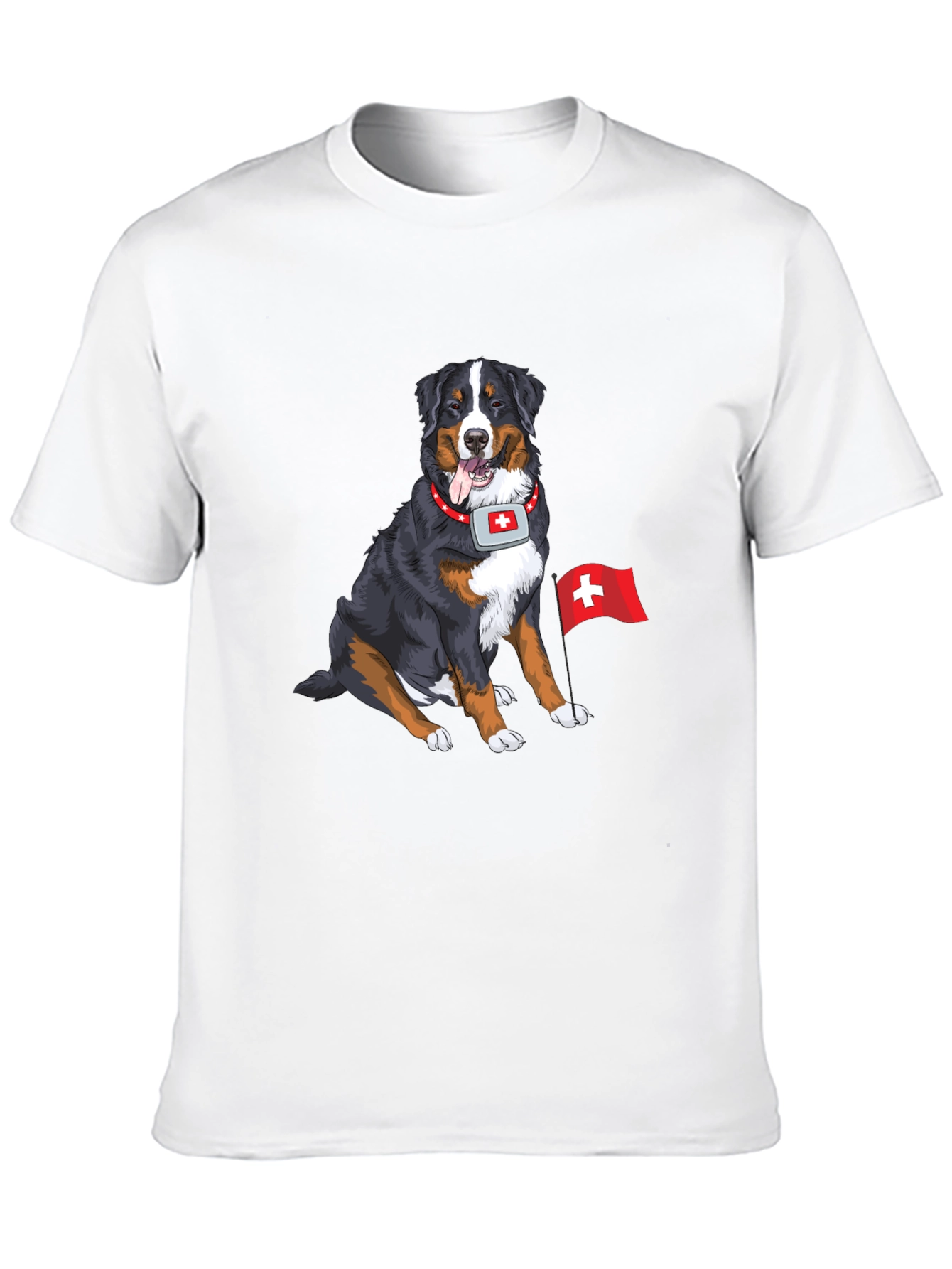 Bernese Mountain Dog Swiss Flag Graphic T-Shirt