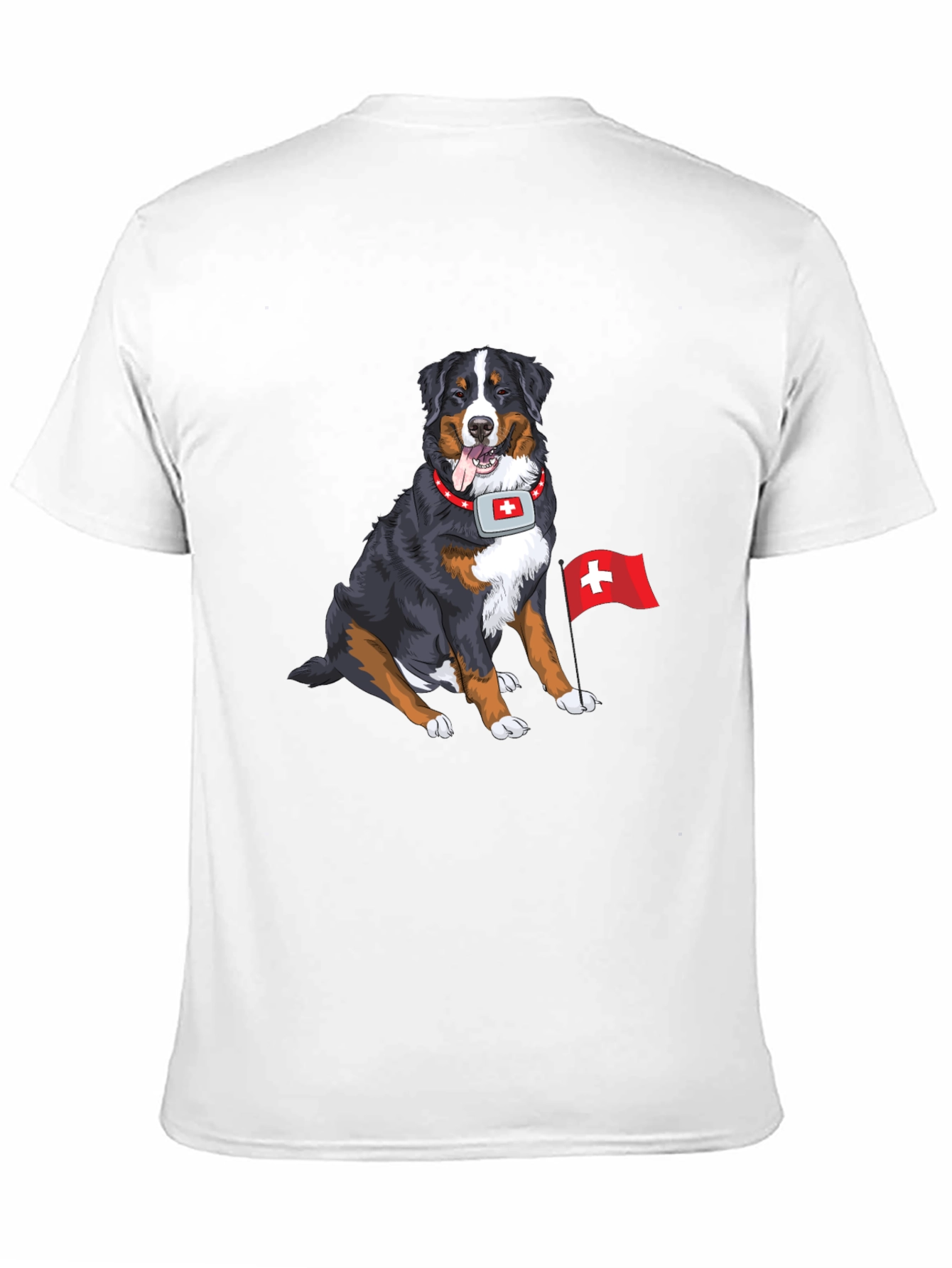 Bernese Mountain Dog Swiss Flag Graphic T-Shirt