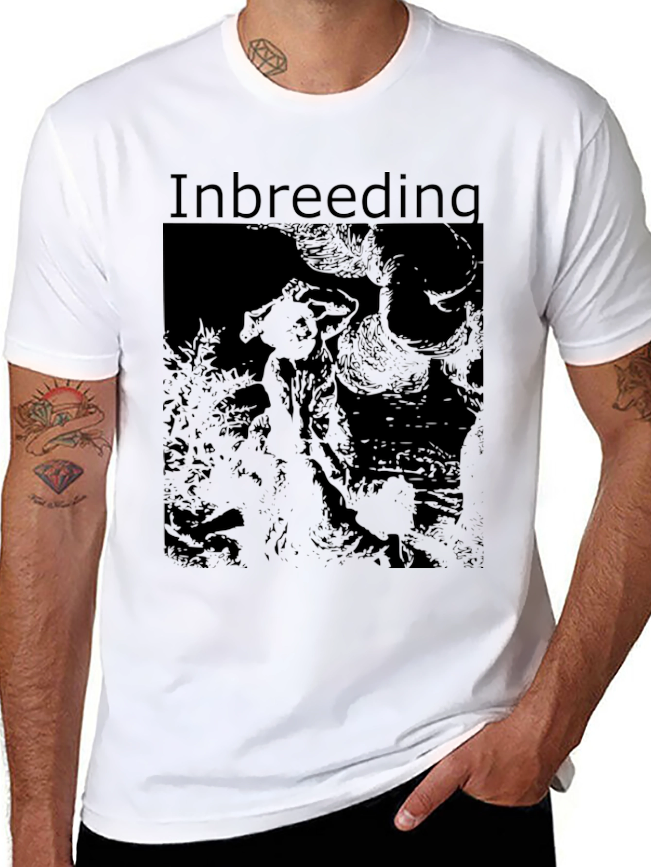 Edgy Inbreeding Graphic T-Shirt - Black