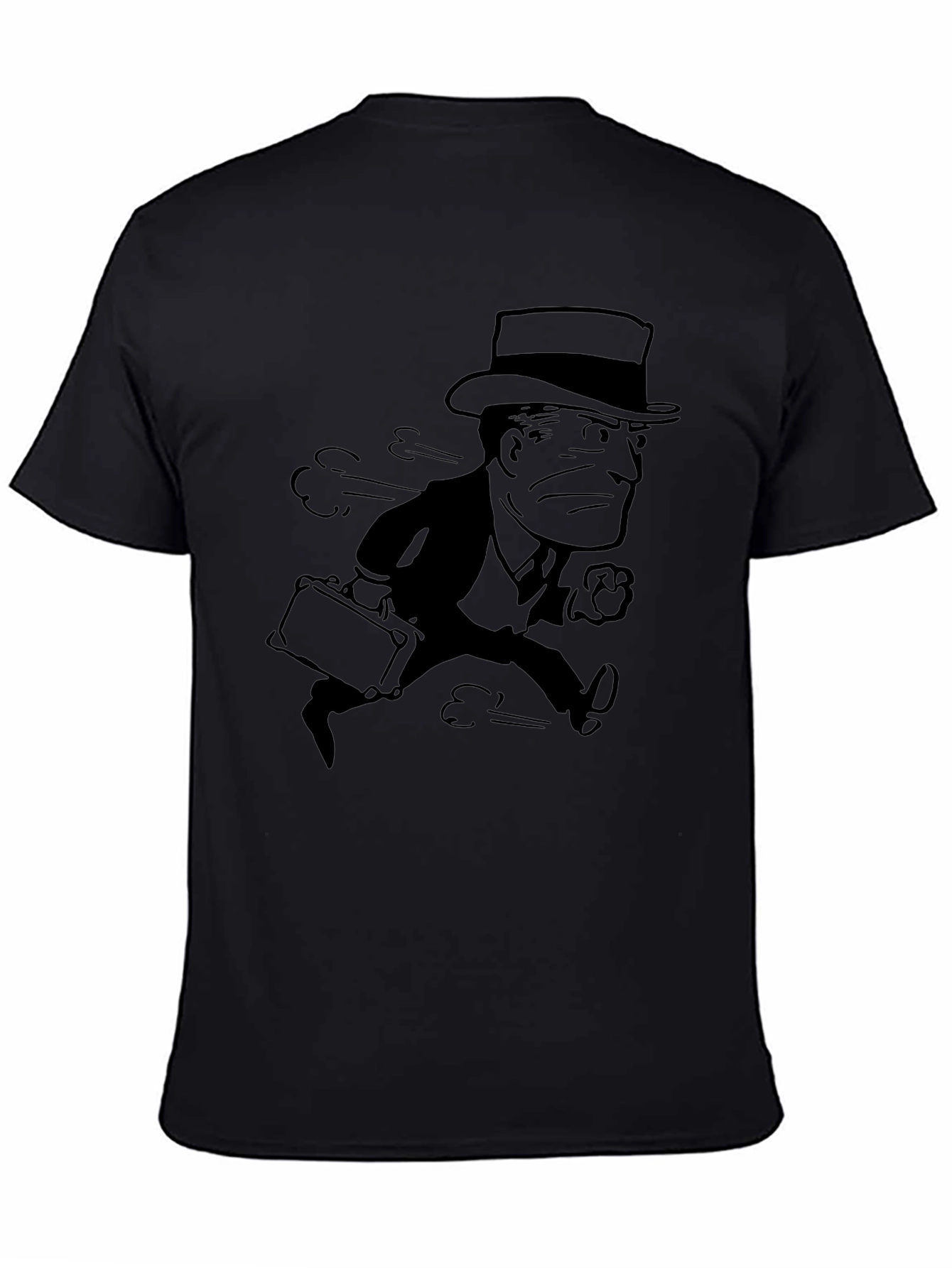 Retro Cartoon Running Man Black T-Shirt