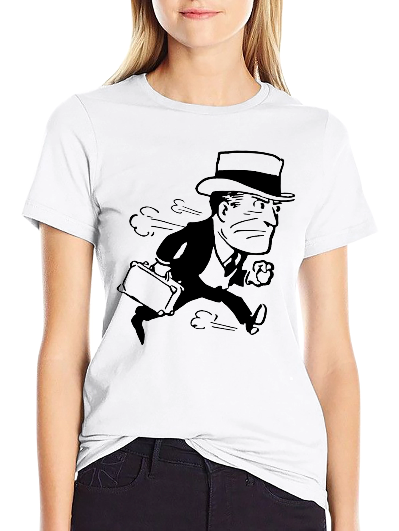 Retro Cartoon Running Man Black T-Shirt