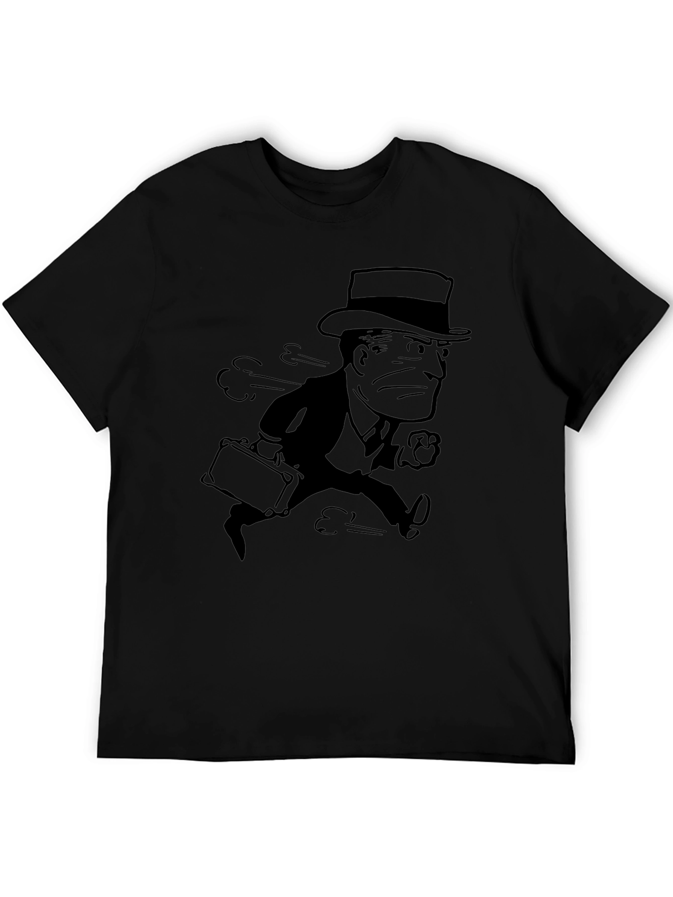 Retro Cartoon Running Man Black T-Shirt