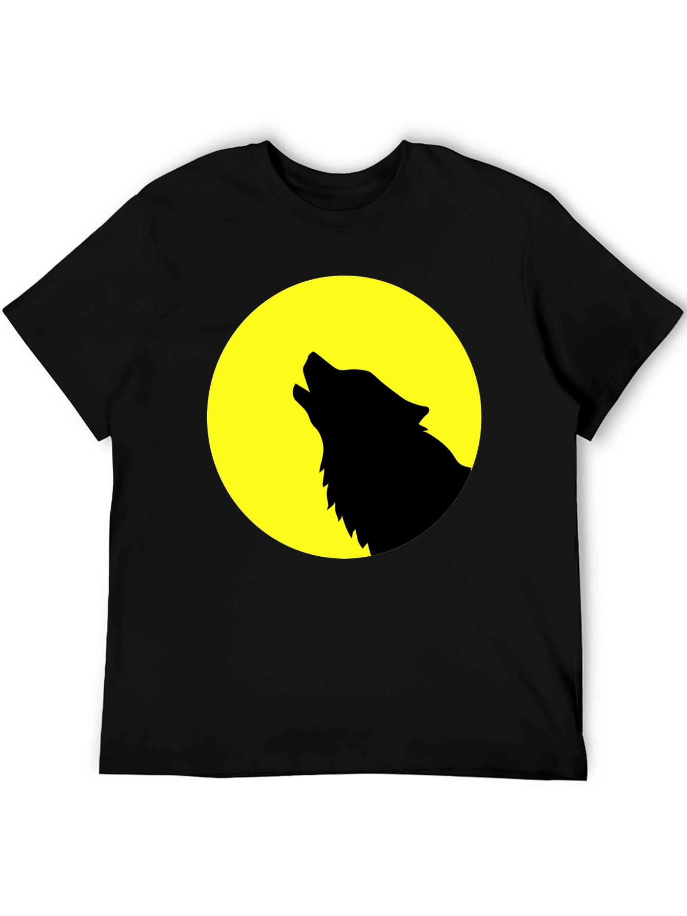 Wolf Howling at Moon Graphic T-Shirt - Black