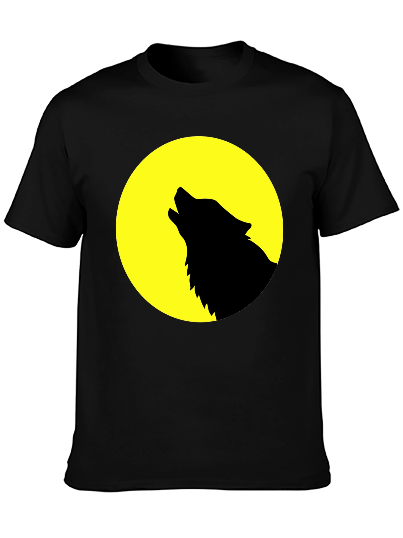 Wolf Howling at Moon Graphic T-Shirt - Black