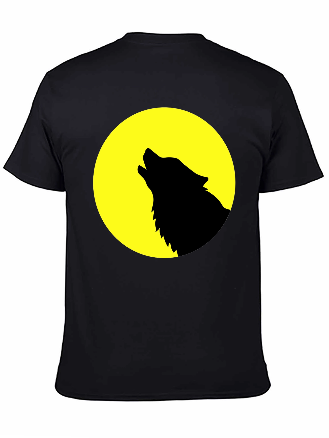 Wolf Howling at Moon Graphic T-Shirt - Black