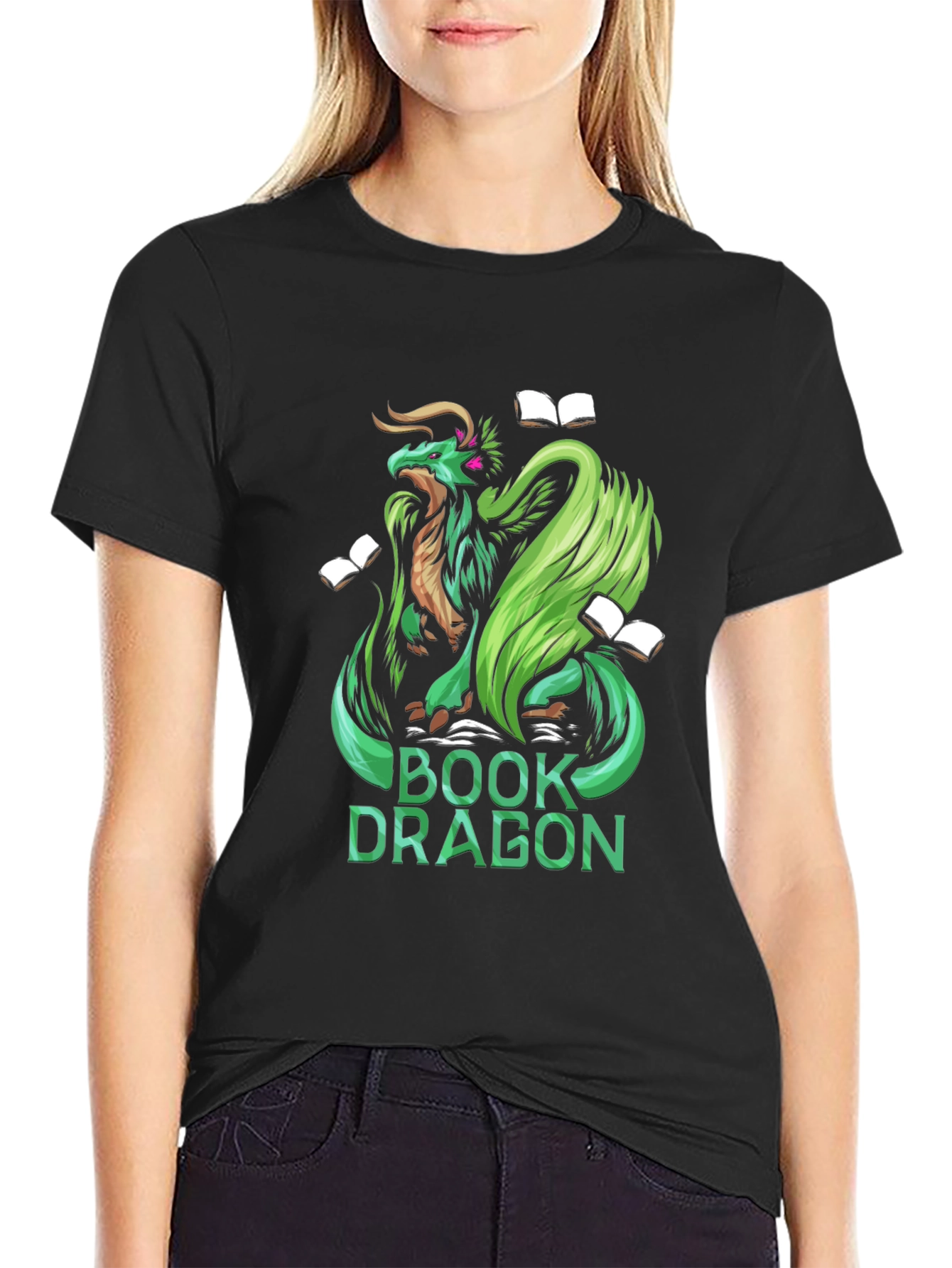 Book Dragon Graphic Tee - Black