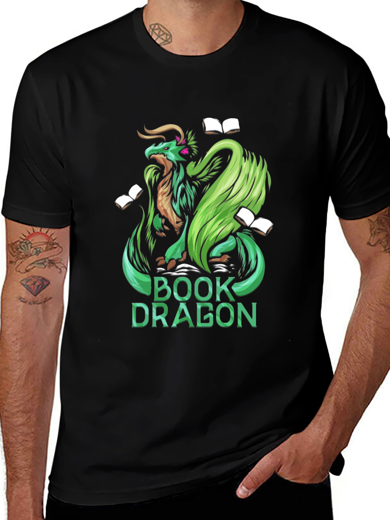 Book Dragon Graphic Tee - Black