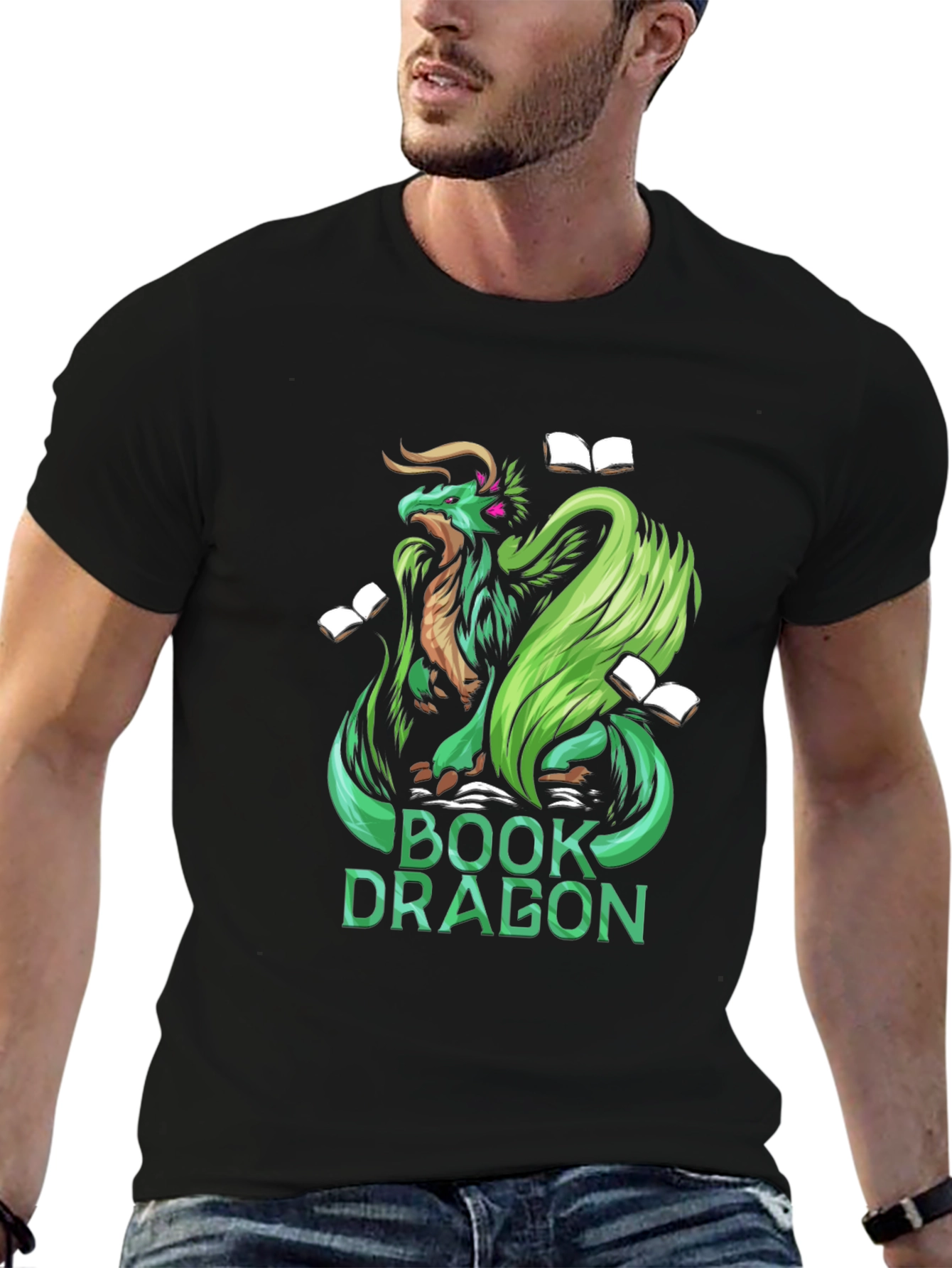 Book Dragon Graphic Tee - Black