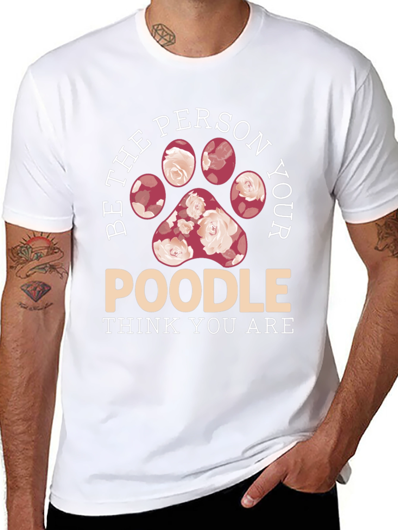 Poodle Lover Floral Paw Print T-Shirt