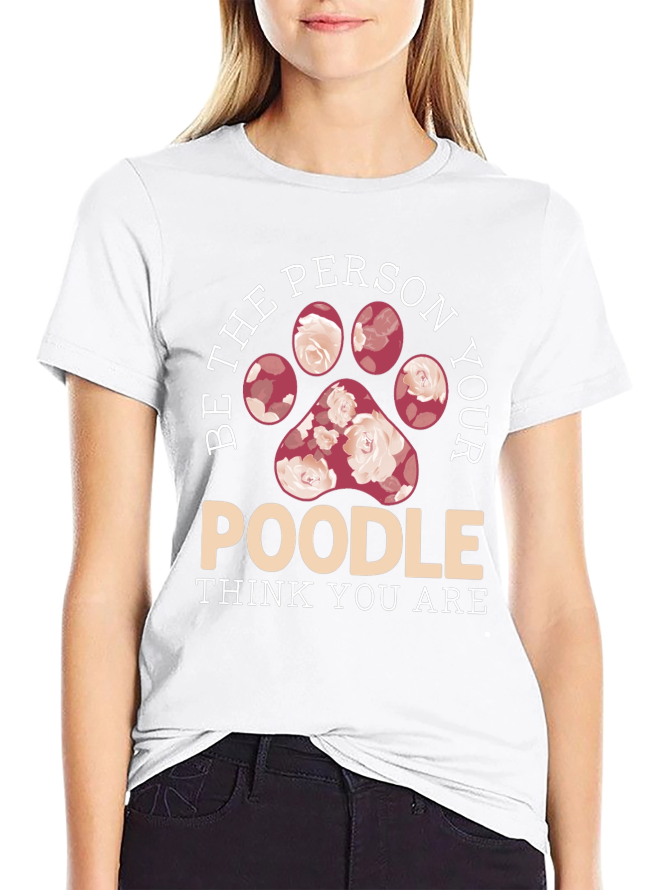 Poodle Lover Floral Paw Print T-Shirt